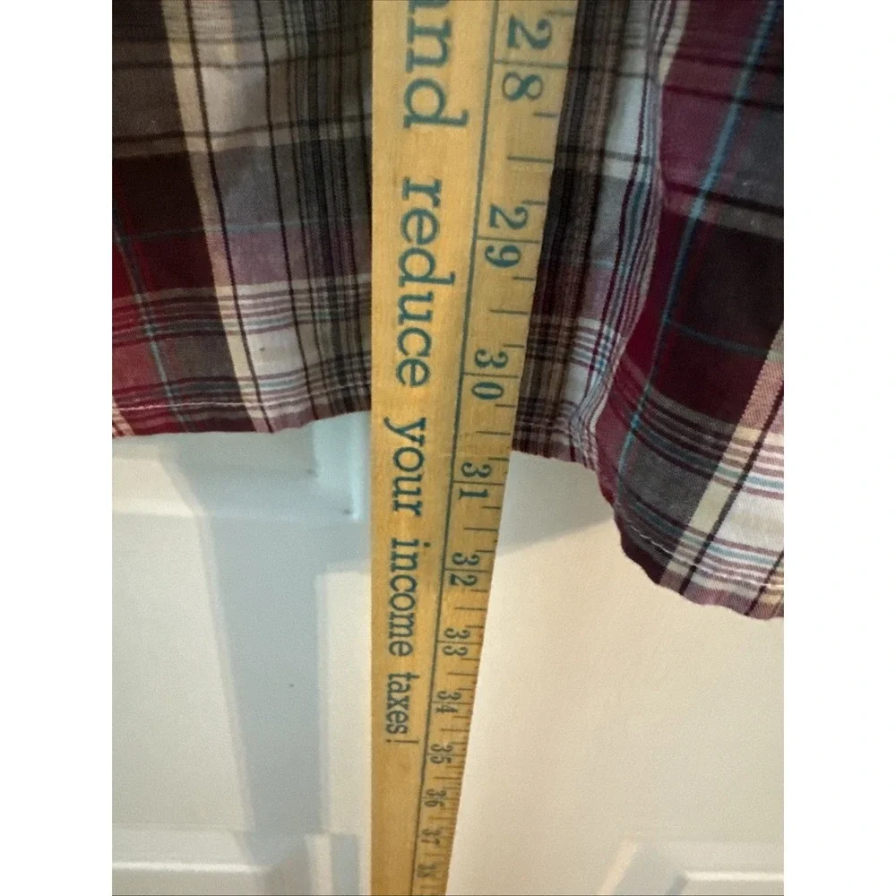 Levi's Men's XXL Plaid Western Pearl Snap Shirt Red Gray Long‎ Sleeve Cowboy